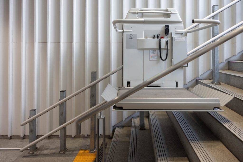 a platform lift going up some stairs